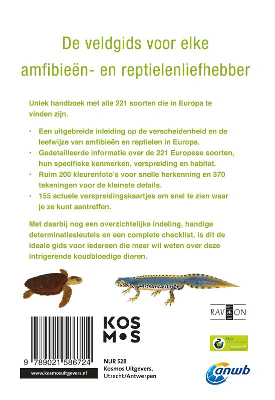 Achterkant van ANWB Amfibieën- en reptielengids
