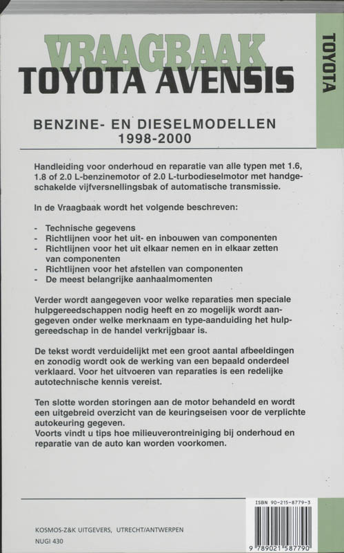 Achterkant van Benzine- en dieselmodellen 1998-2000