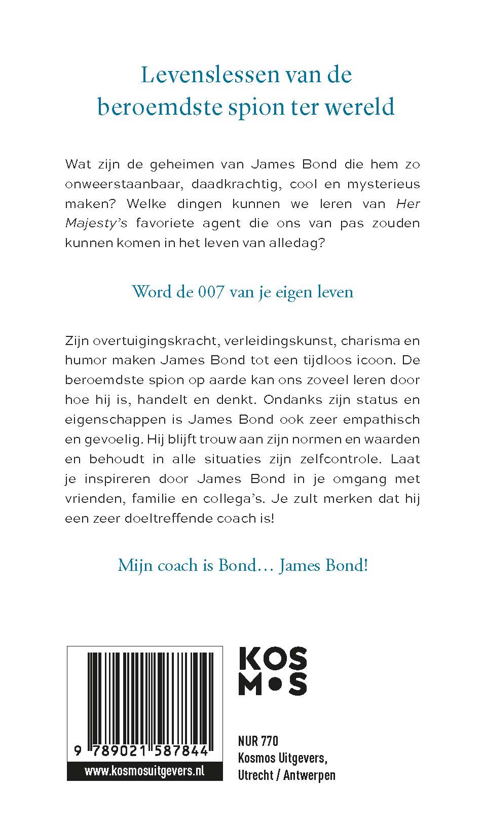 Achterkant van Doe en denk als James Bond