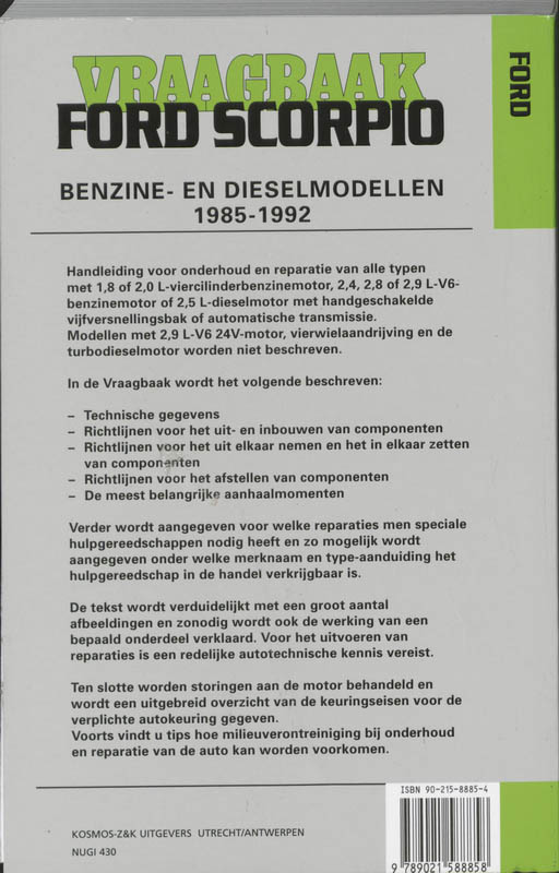 Achterkant van Benzine- en dieselmodellen 1985-1992