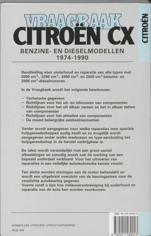 Achterkant van Benzine- en dieselmodellen 1974-1990