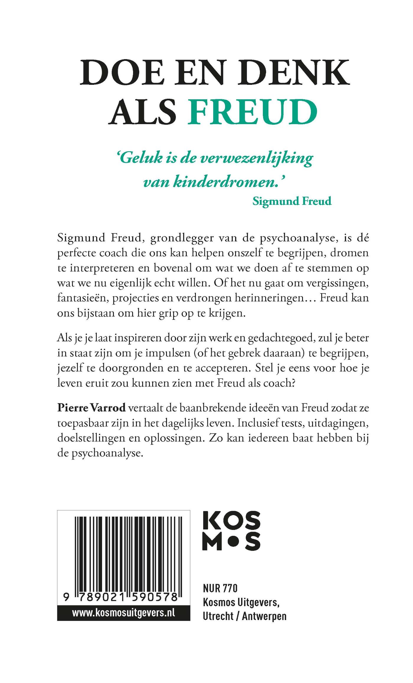 Achterkant van Doe en denk als Freud