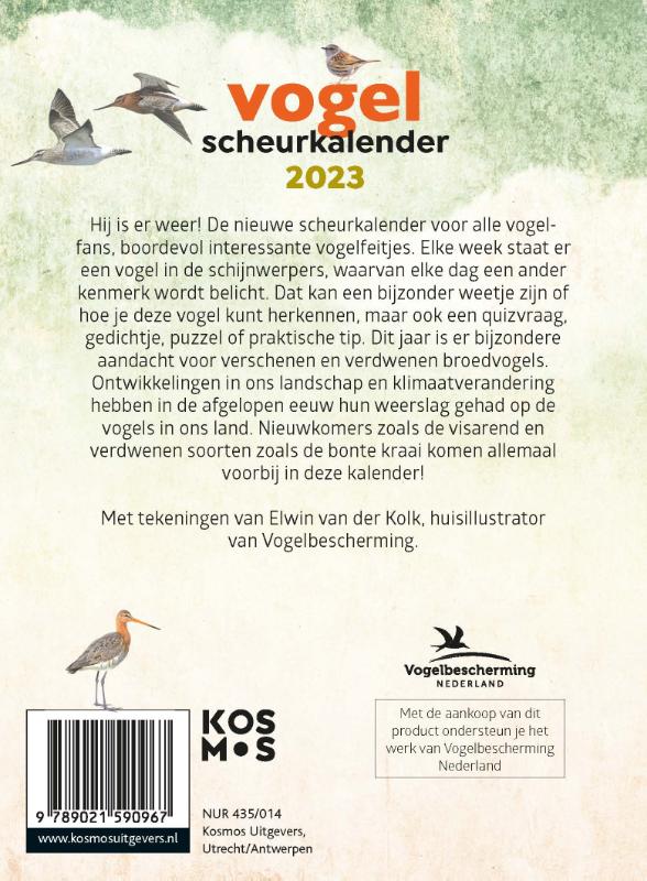 Achterkant van Vogelscheurkalender 2023