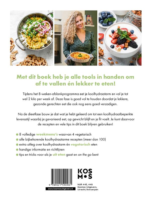 Achterkant van Lekker afvallen met minder koolhydraten