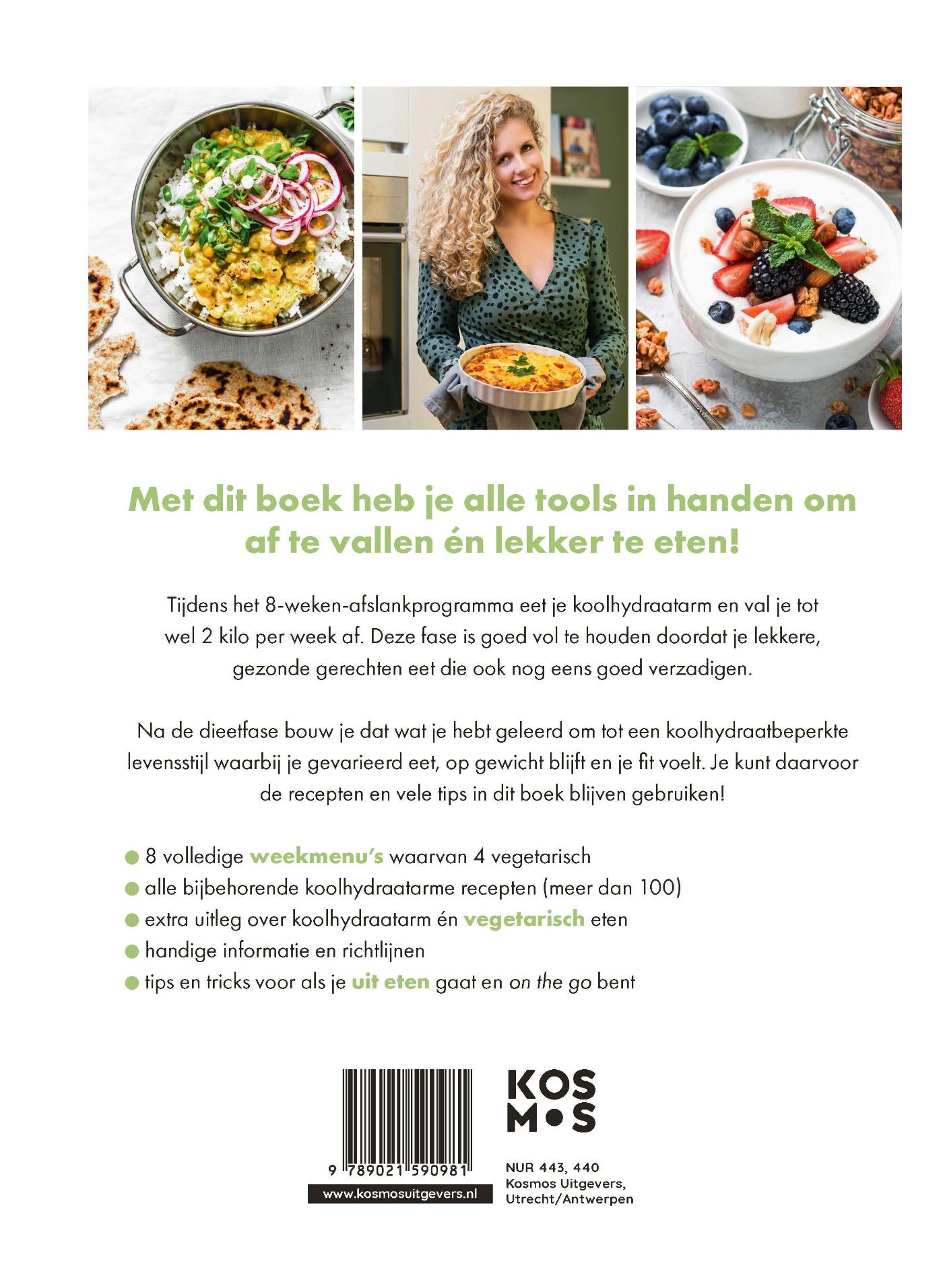 Achterkant van Lekker afvallen met minder koolhydraten