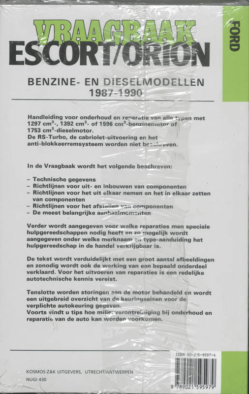Achterkant van Ford Escort Orion benzine/diesel 1987-1990
