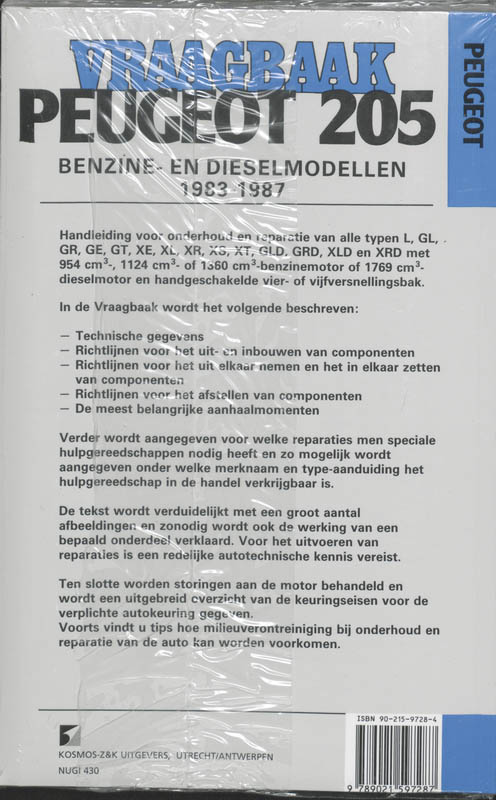Achterkant van Benzine-en dieselmodellen 1983-1987