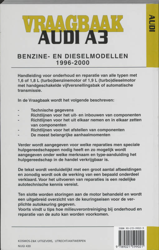 Achterkant van Audi A3 benzine/diesel 1996-2000
