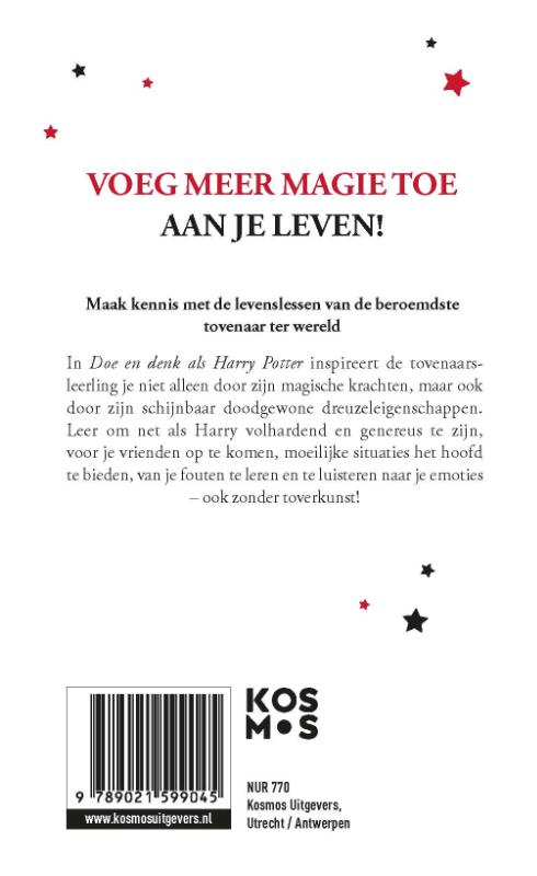 Achterkant van Doe en denk als Harry Potter