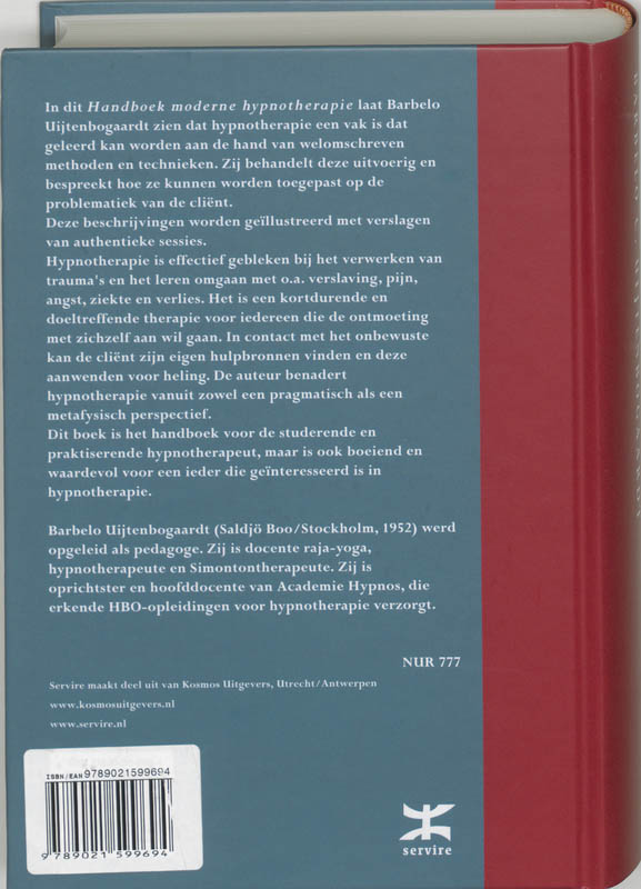 Achterkant van Handboek moderne hypnotherapie
