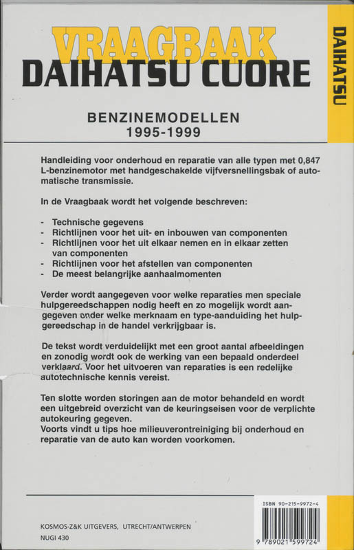 Achterkant van Daihatsu Cuore benzine 1995-1999