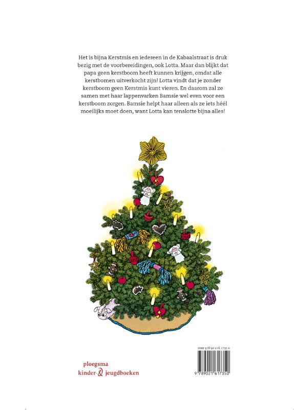 Achterkant van Lotta versiert een kerstboom