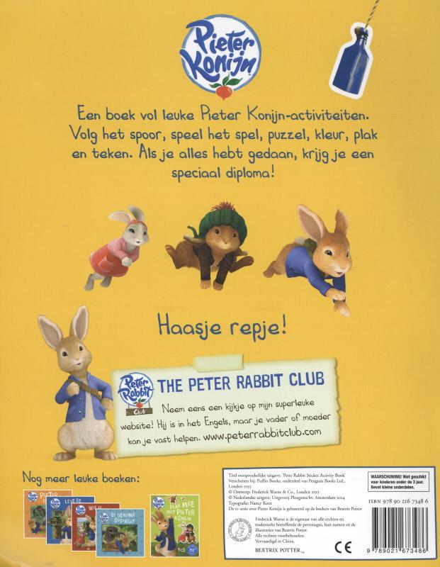 Achterkant van Doe mee met Pieter Konijn