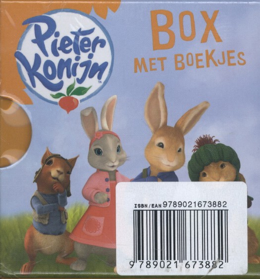 Achterkant van Pieter konijn box
