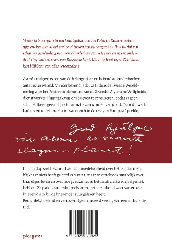 Achterkant van Oorlogsdagboek