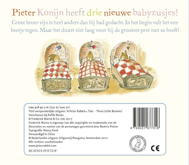Achterkant van Pieter Konijn: Drie babyzusjes