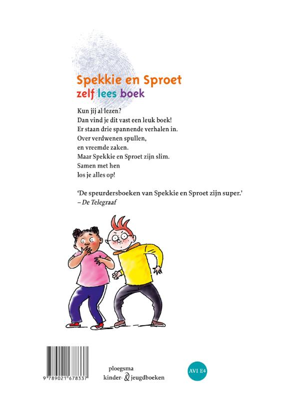 Achterkant van Spekkie en Sproet zelf lees boek