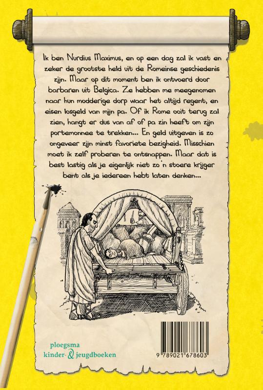 Achterkant van Het dagboek van Nurdius Maximus in Belgica