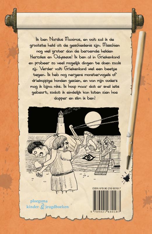 Achterkant van Het dagboek van Nurdius Maximus in Griekenland