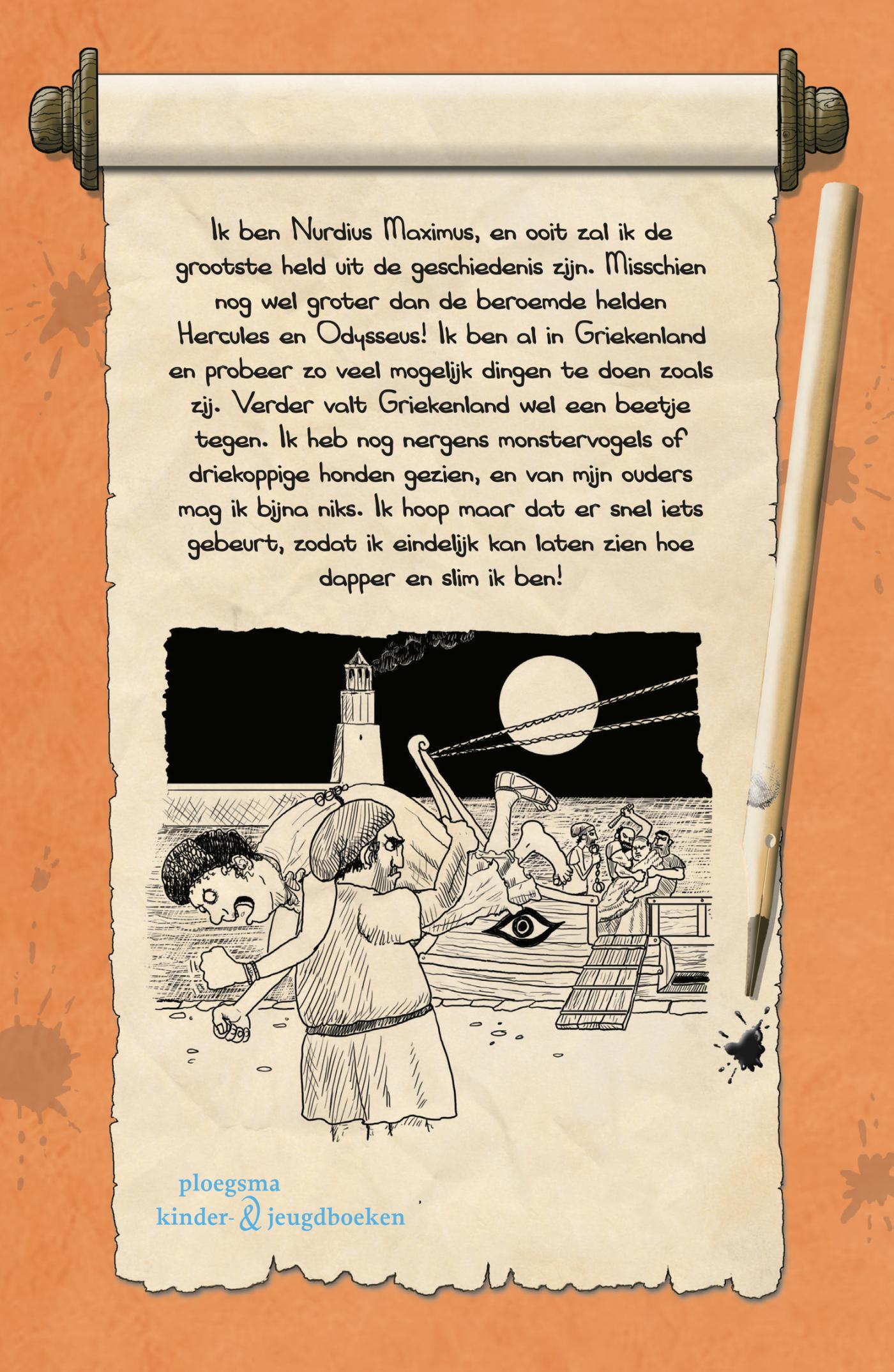 Achterkant van Het dagboek van Nurdius Maximus in Griekenland