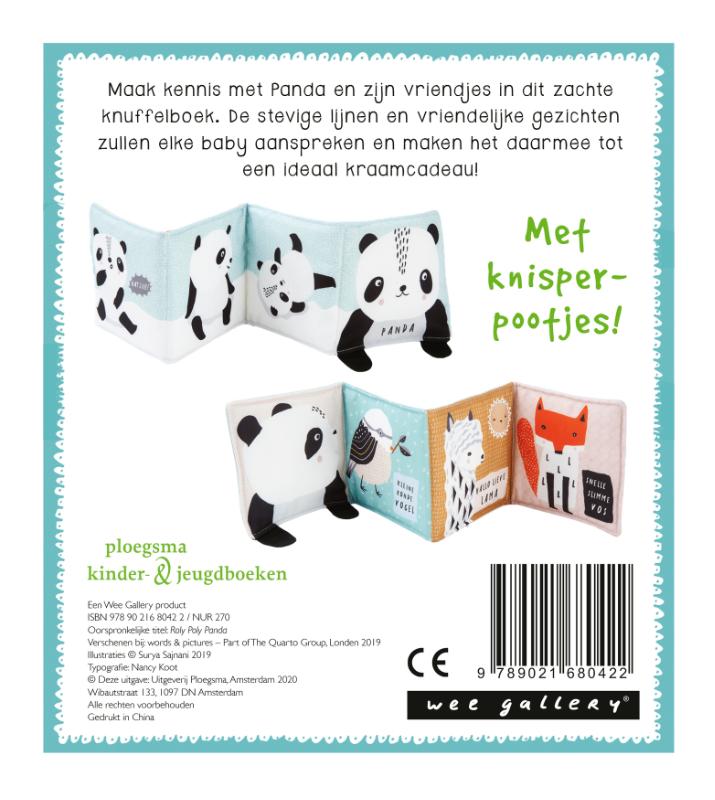 Achterkant van Knuffelboekje Panda