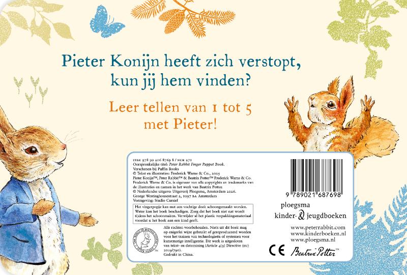 Achterkant van Verstoppertje met Pieter Konijn