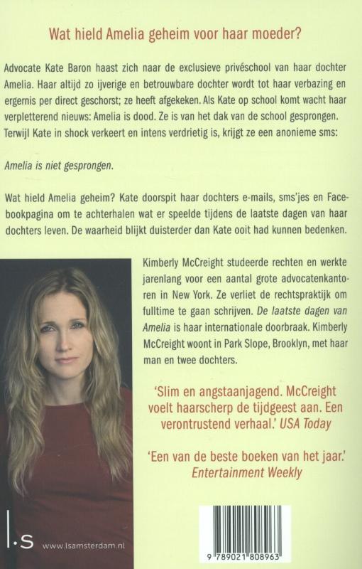 Achterkant van De laatste dagen van Amelia