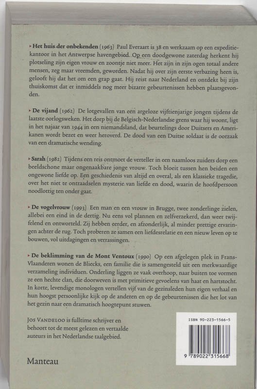 Achterkant van Vijf romans
