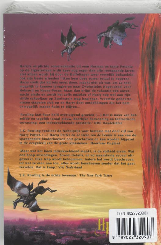 Achterkant van Harry Potter en de orde van de Feniks
