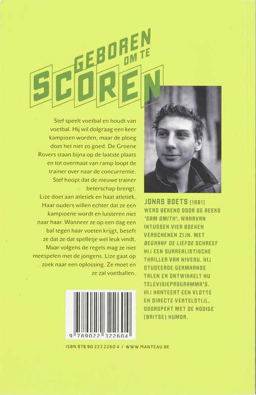 Achterkant van Geboren om te scoren