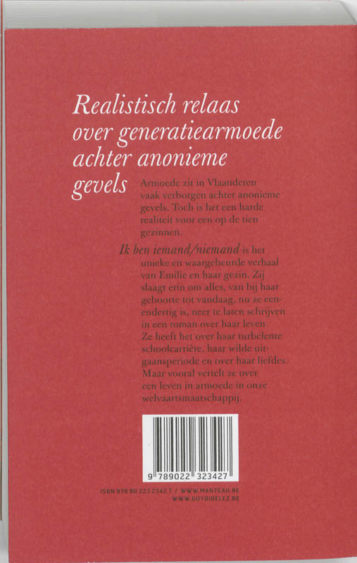 Achterkant van Ik ben iemand / niemand