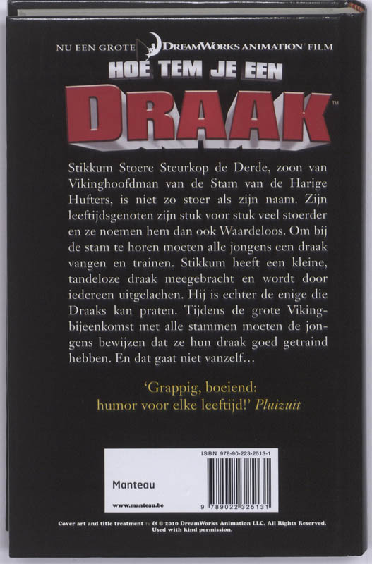 Achterkant van Hoe tem je een draak?