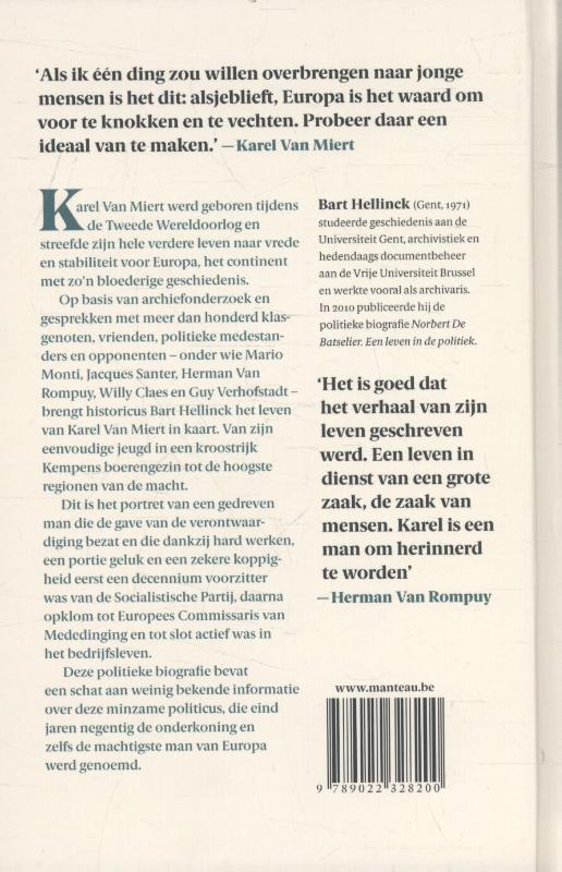 Achterkant van Karel Van Miert strijder voor Europa