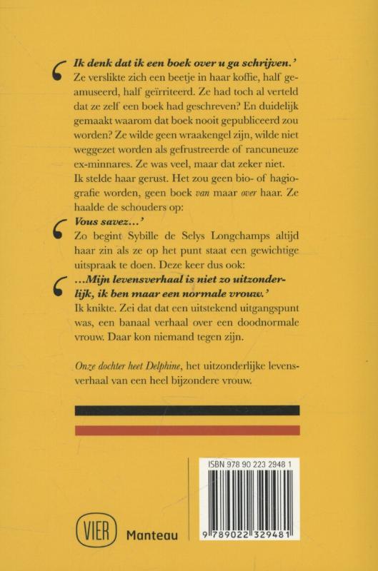 Achterkant van Onze dochter heet Delphine