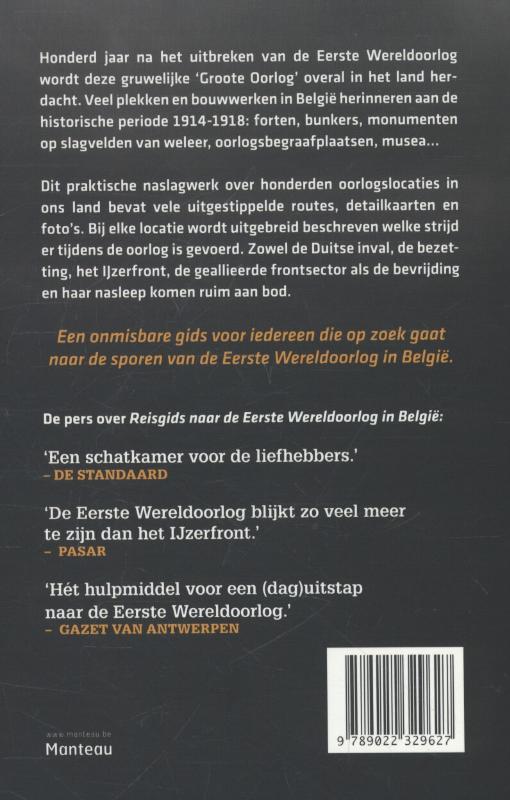 Achterkant van Reisgids naar de eerste wereldoorlog in Belgie