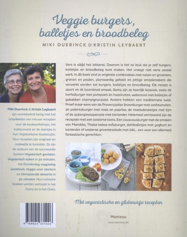 Achterkant van Veggie burgers, balletjes en broodbeleg