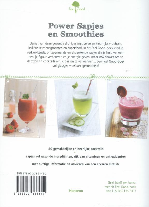 Achterkant van Power sapjes en smoothies