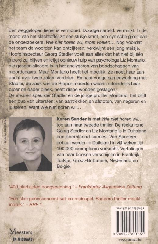Achterkant van Wie niet horen wil