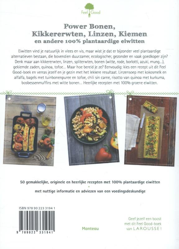 Achterkant van Power bonen, kikkererwten, linzen, kiemen en andere plantaardige eiwitten