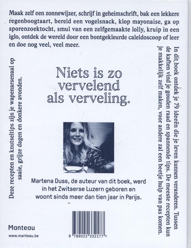 Achterkant van Het grote receptenboek tegen verveling