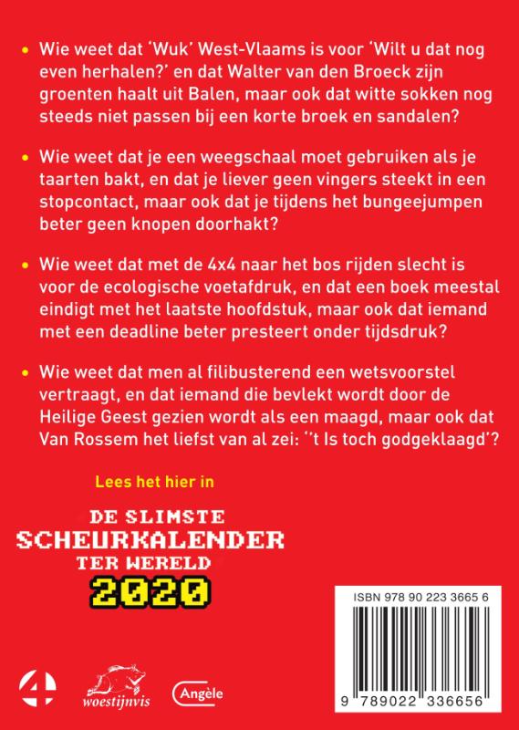 Achterkant van De Slimste Scheurkalender ter Wereld 2020
