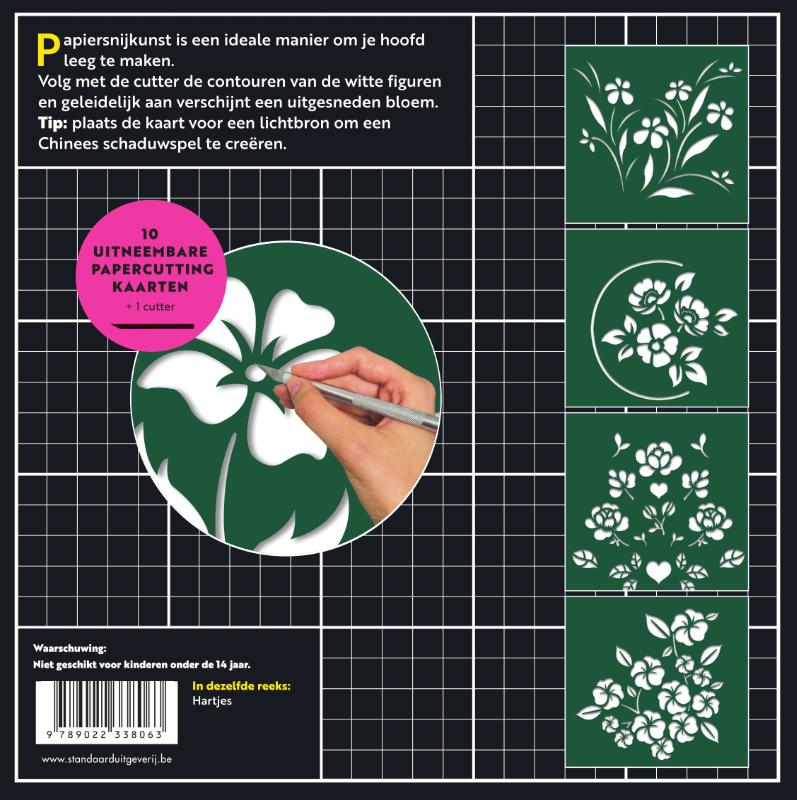 Achterkant van Papercutting kaarten bloemen