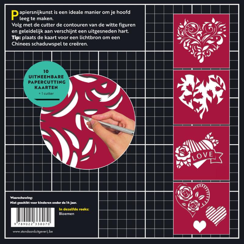 Achterkant van Papercutting kaarten hartjes