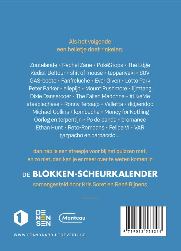 Achterkant van Blokken scheurkalender 2022