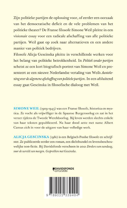 Achterkant van Politiek zonder partijen