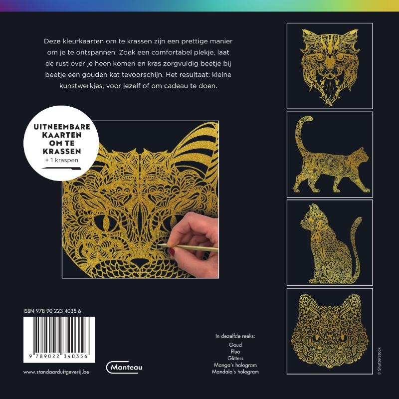 Achterkant van Kraskaarten Katten Goud