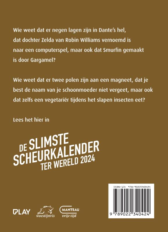 Achterkant van De Slimste Scheurkalender ter Wereld 2024
