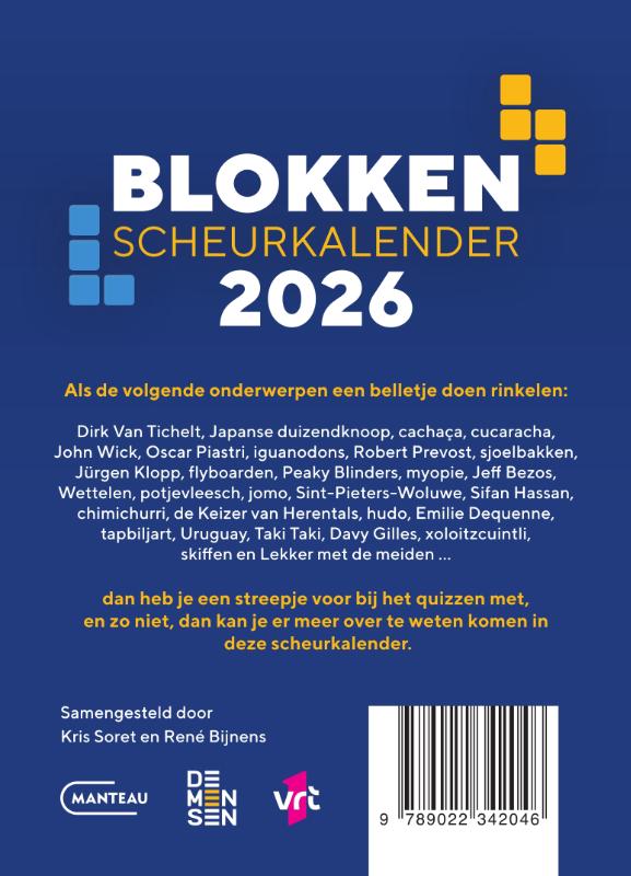 Achterkant van Blokken Scheurkalender 2026