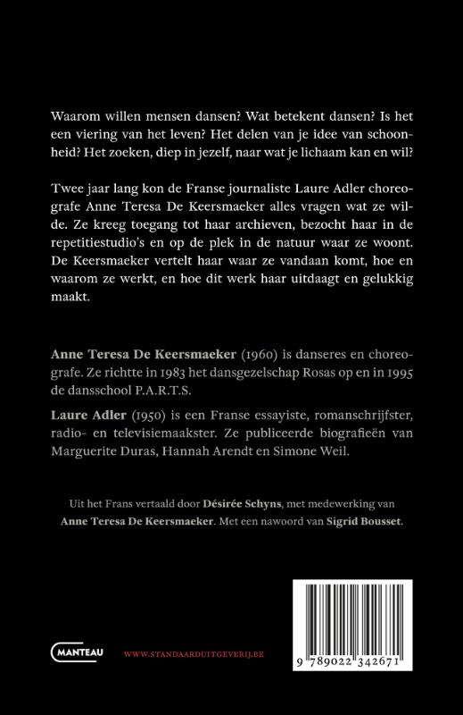 Achterkant van Wanneer ze danst. Gesprekken met Laure Adler