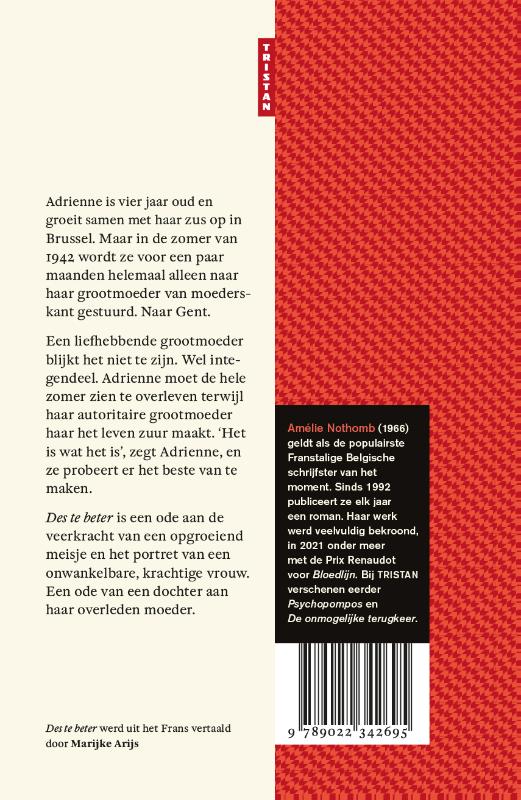 Achterkant van Des te beter